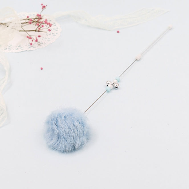 KFX-4620349 Cat Teaser Wand with Rabbit Hair Ball, Candy Beads, and Bell - 40cm Long