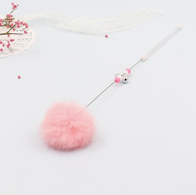 KFX-4620349 Cat Teaser Wand with Rabbit Hair Ball, Candy Beads, and Bell - 40cm Long