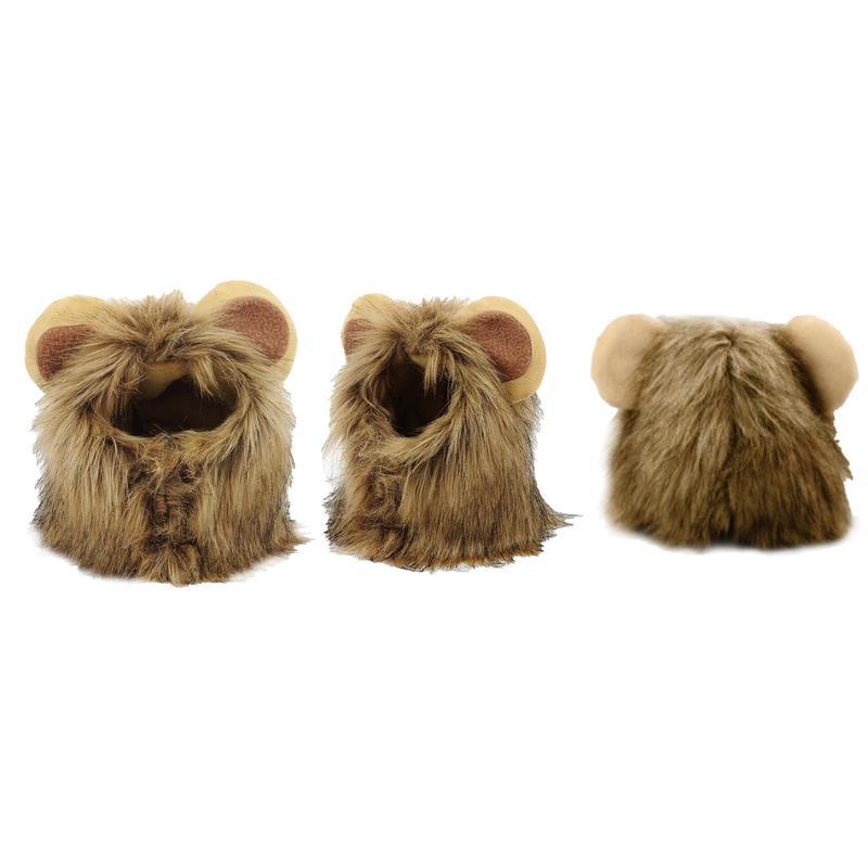 KFX-4622781 Lion Mane Costume for Cats and Small Dogs - Realistic Faux Fur Headgear with Adjustable Band