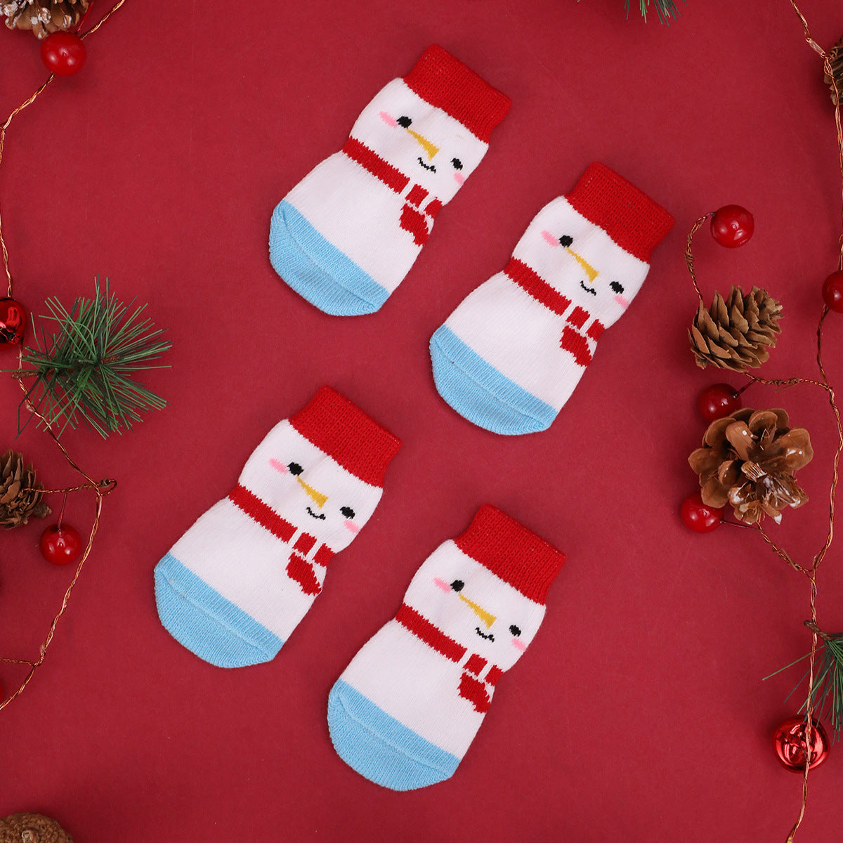 KFX-4622909 Christmas-Themed Dog Bib Accessories Set with Scarves, Bow Ties, and Socks in Various Colors
