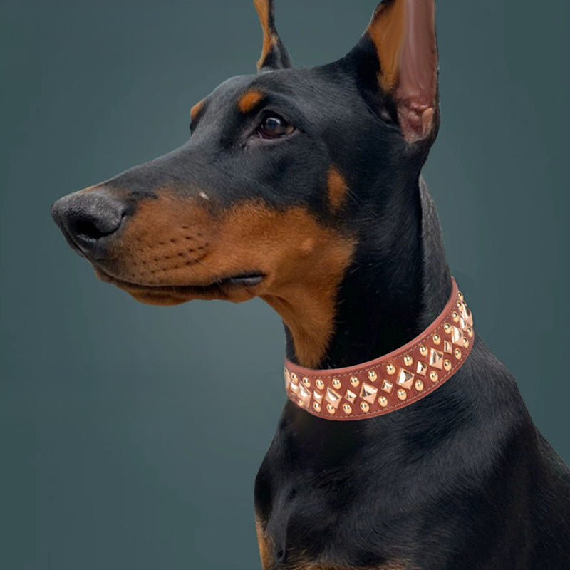 KFX-4623293 Stylish Rivet Leather Dog Collar for Small to Large Breeds