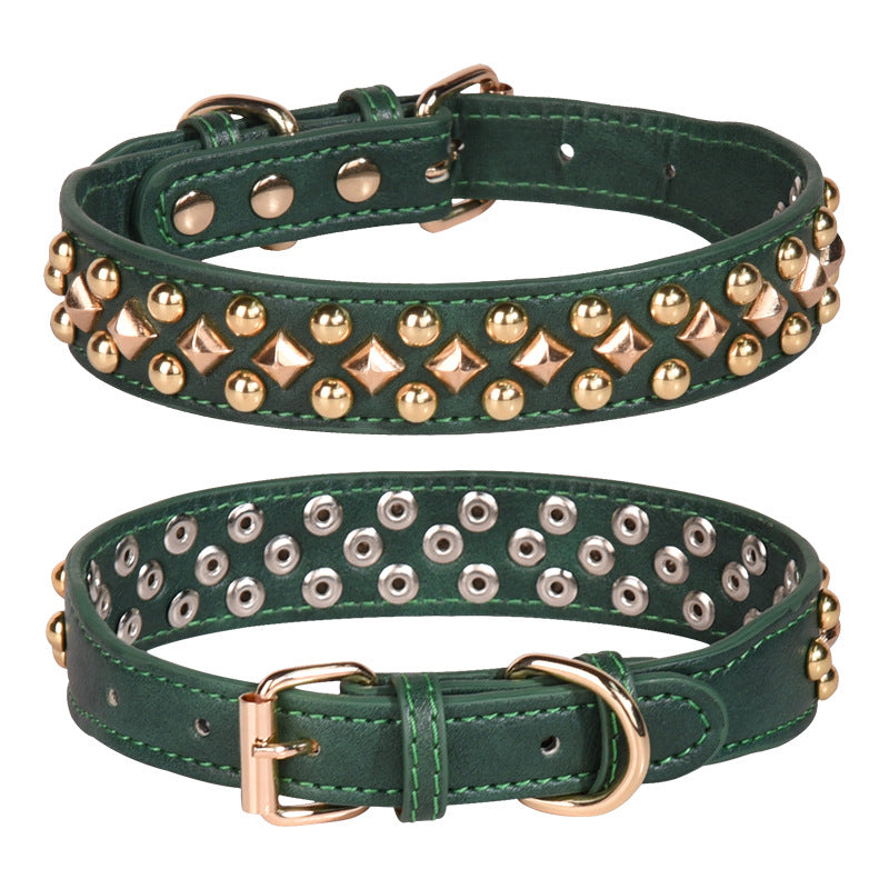 KFX-4623293 Stylish Rivet Leather Dog Collar for Small to Large Breeds