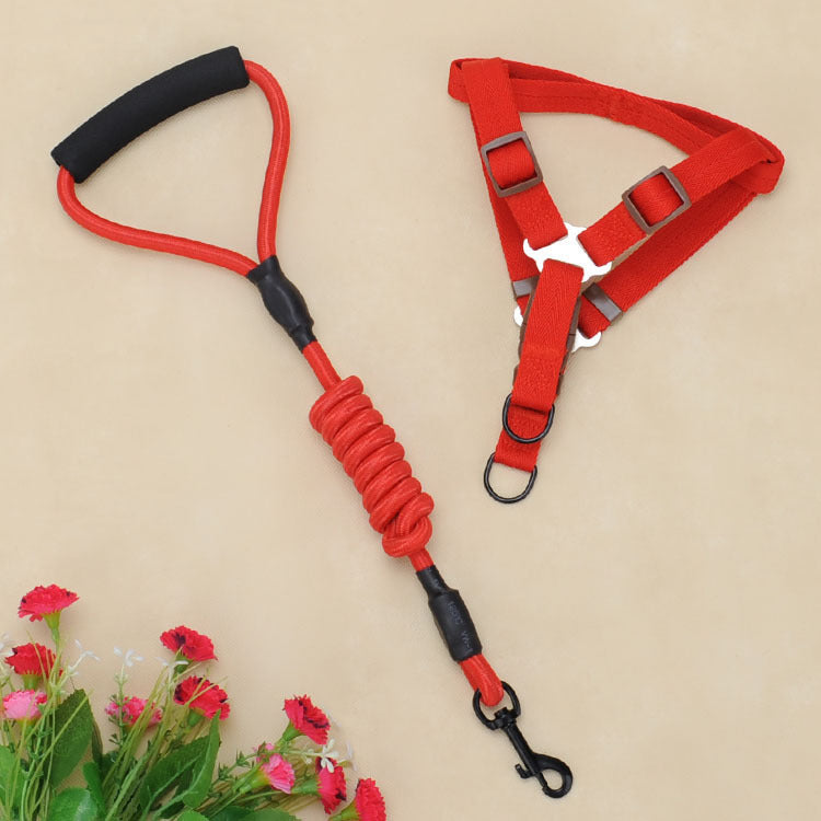 KFX-4625085 Foam Handle Chest Strap and Traction Rope Set for Dogs - Multi-Color Options Available