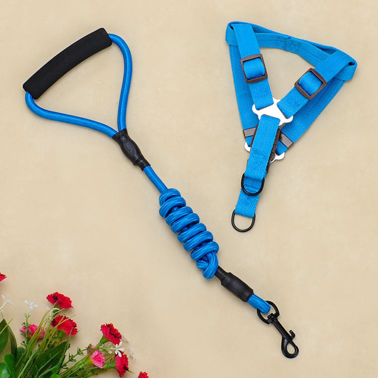 KFX-4625085 Foam Handle Chest Strap and Traction Rope Set for Dogs - Multi-Color Options Available