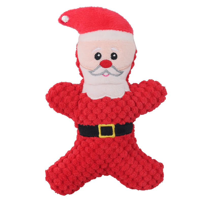 KFX-4626109 Plush Sound Toy for Dogs and Cats – Christmas Series in Santa Claus, Elk, and Gingerbread Man Designs