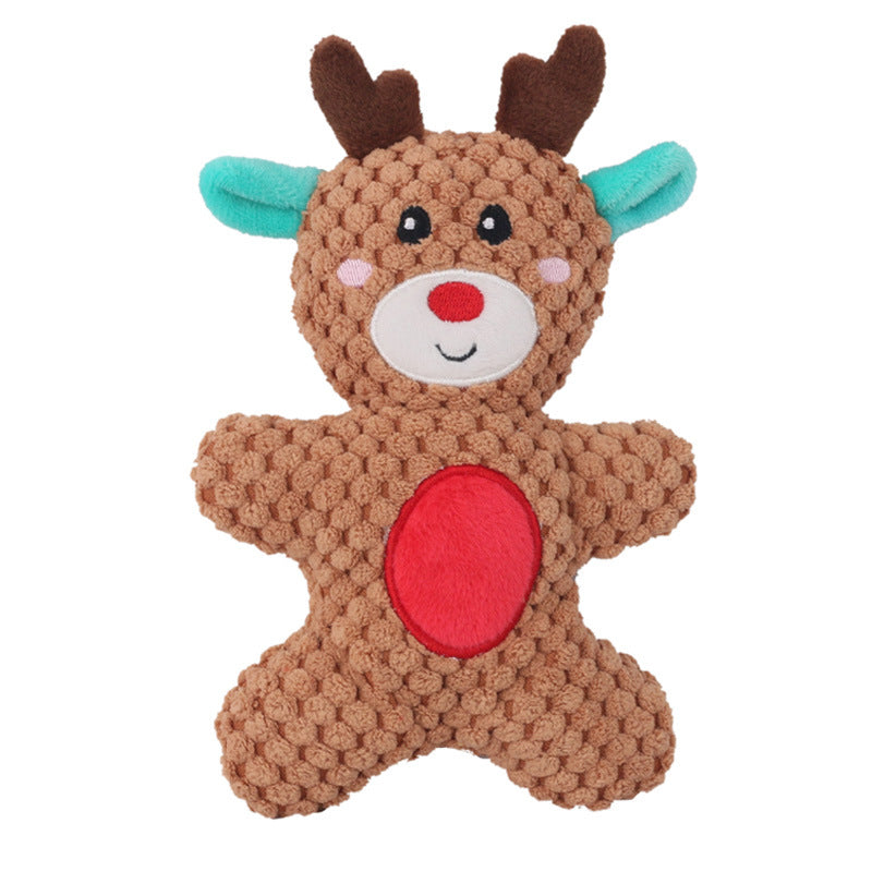 KFX-4626109 Plush Sound Toy for Dogs and Cats – Christmas Series in Santa Claus, Elk, and Gingerbread Man Designs