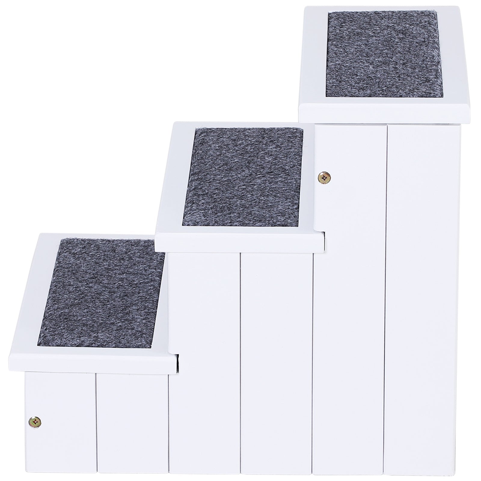 KFX-4626749 3-Step Carpeted Non-Slip Pet Stairs for Cats & Small Dogs - Compact Storage Design