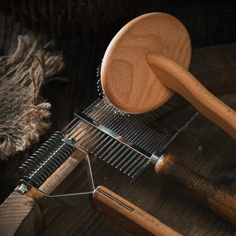 KFX-4626877 Wooden Open Knot Comb for Cats and Dogs - Large and Small Sizes Available
