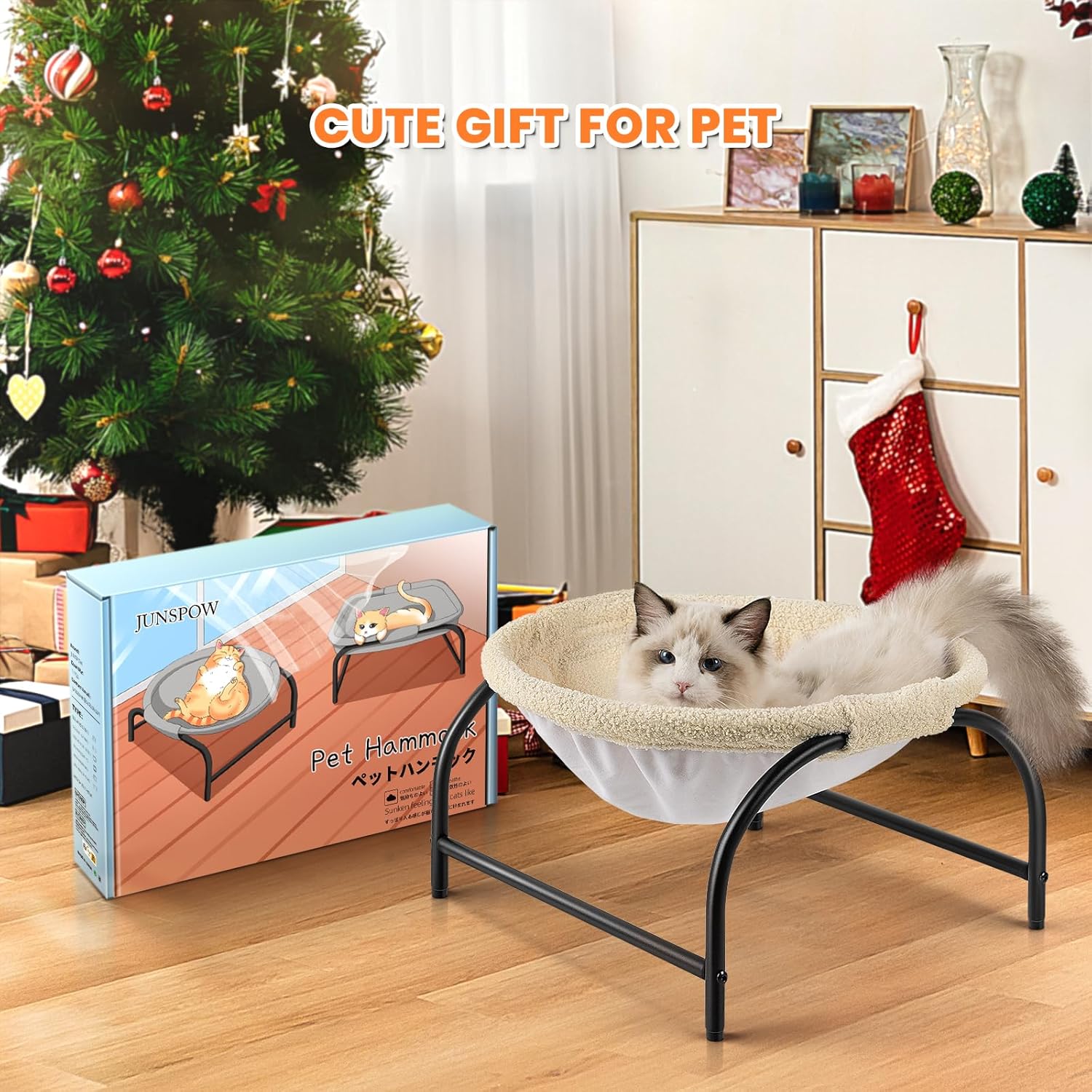 KFX-4628541 Detachable Breathable Pet Hammock Bed for Cats and Dogs – Easy Assembly for Indoor and Outdoor Use