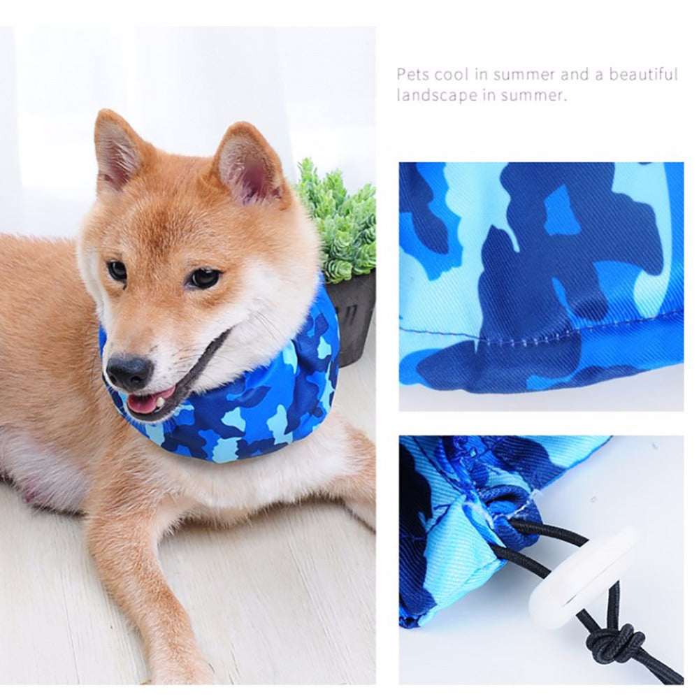 KFX-4628669 Pet Cooling Scarf with Ice Pack - Camouflage Design for Dogs and Cats, Adjustable Neck Size 35-70CM