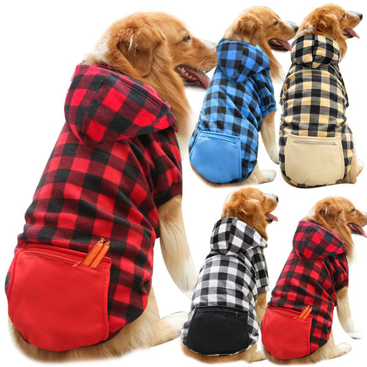 KFX-4629437 Plaid Zipper Pocket Sweater for Dogs and Cats, Multiple Sizes and Colors Available