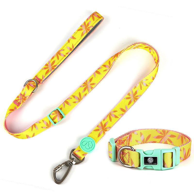 KFX-4630845 Adjustable Nylon Dog Collar and Leash Set with Harness Vest for Small to Large Dogs