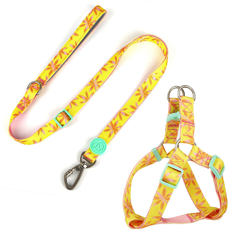 KFX-4630845 Adjustable Nylon Dog Collar and Leash Set with Harness Vest for Small to Large Dogs