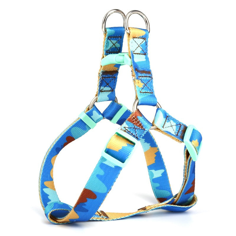 KFX-4630845 Adjustable Nylon Dog Collar and Leash Set with Harness Vest for Small to Large Dogs