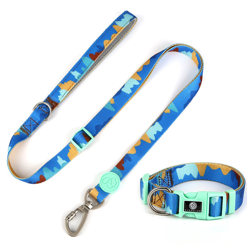 KFX-4630845 Adjustable Nylon Dog Collar and Leash Set with Harness Vest for Small to Large Dogs