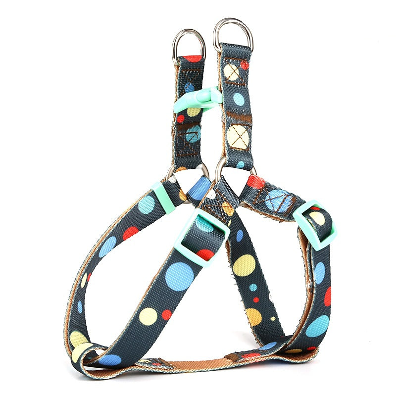 KFX-4630845 Adjustable Nylon Dog Collar and Leash Set with Harness Vest for Small to Large Dogs