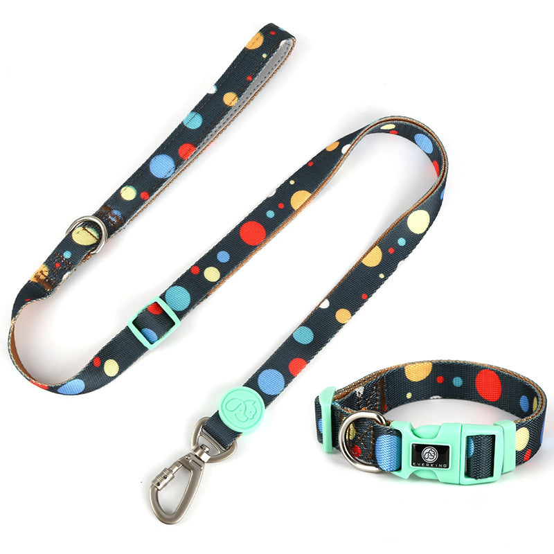 KFX-4630845 Adjustable Nylon Dog Collar and Leash Set with Harness Vest for Small to Large Dogs