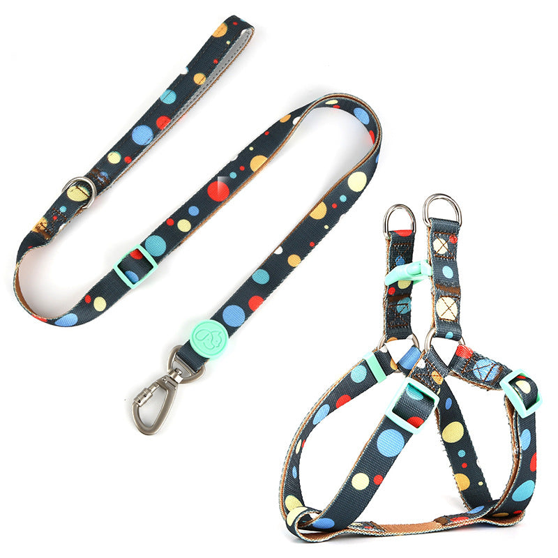 KFX-4630845 Adjustable Nylon Dog Collar and Leash Set with Harness Vest for Small to Large Dogs