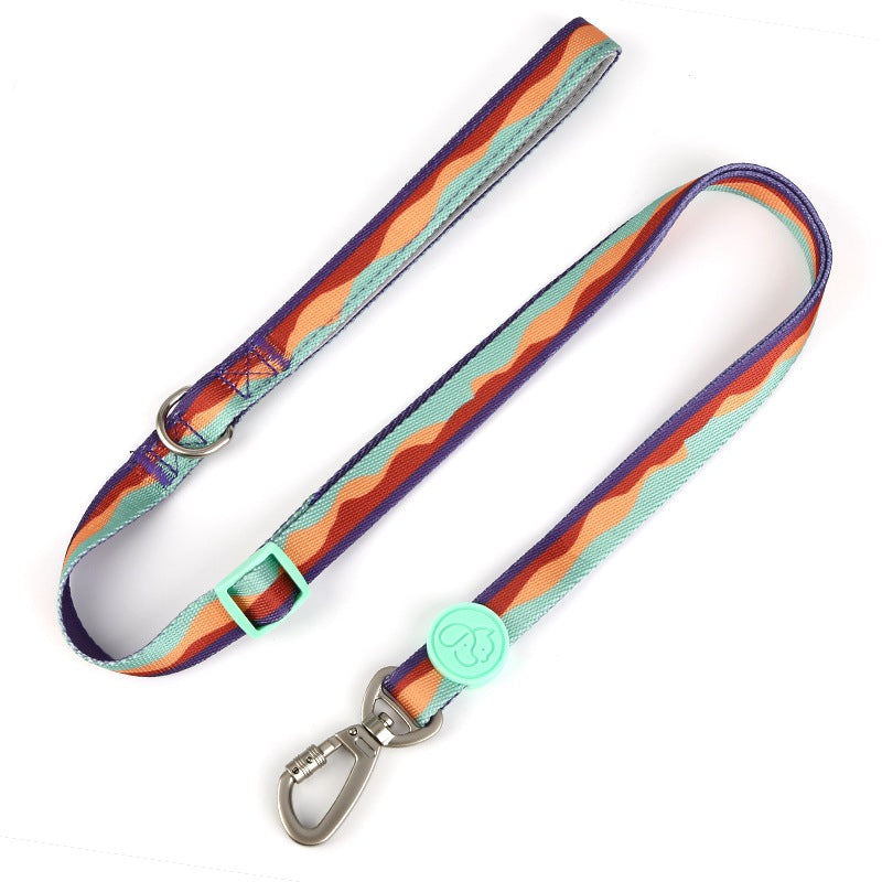 KFX-4630845 Adjustable Nylon Dog Collar and Leash Set with Harness Vest for Small to Large Dogs
