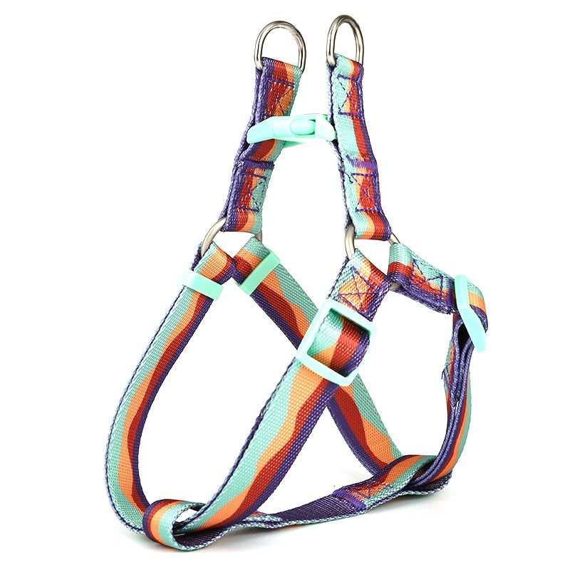KFX-4630845 Adjustable Nylon Dog Collar and Leash Set with Harness Vest for Small to Large Dogs