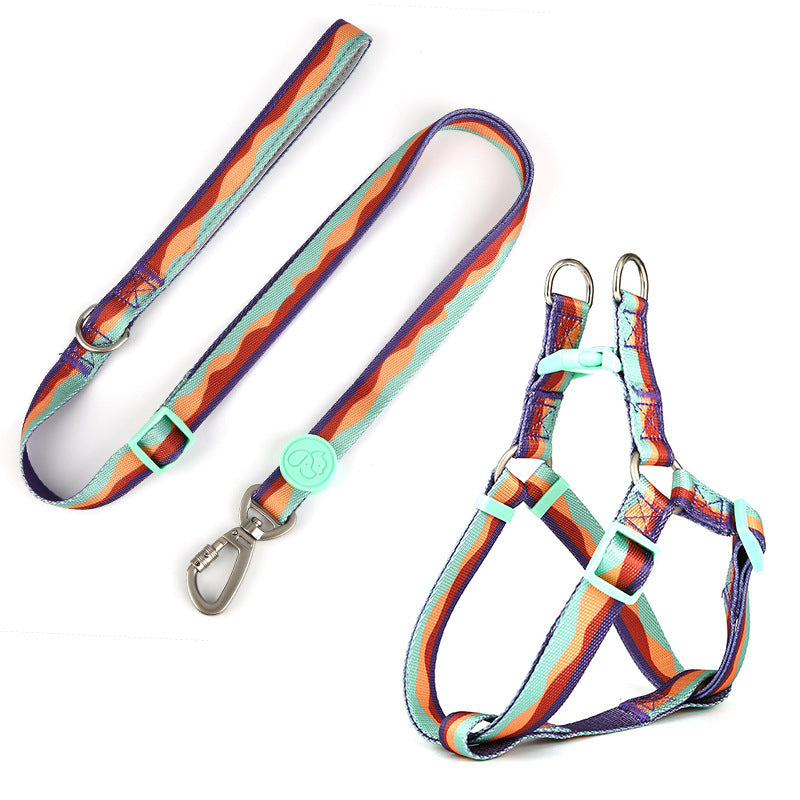 KFX-4630845 Adjustable Nylon Dog Collar and Leash Set with Harness Vest for Small to Large Dogs