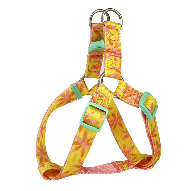 KFX-4630845 Adjustable Nylon Dog Collar and Leash Set with Harness Vest for Small to Large Dogs