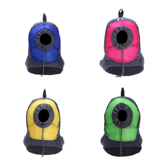 KFX-4633277 Pet Travel Backpack in Rose Red, Green, Blue, Yellow - Mesh Material & High-Quality Leather, Comfortable Size Options