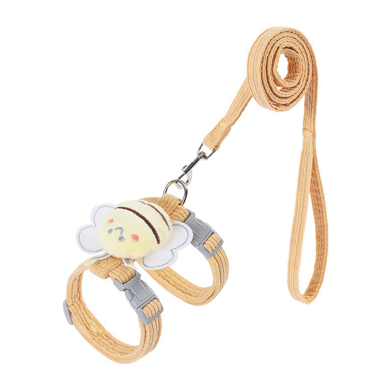 KFX-4634301 Adjustable Escape-Proof Cat Harness and Leash Set in Yellow Bee Plaid for Small to Large Cats