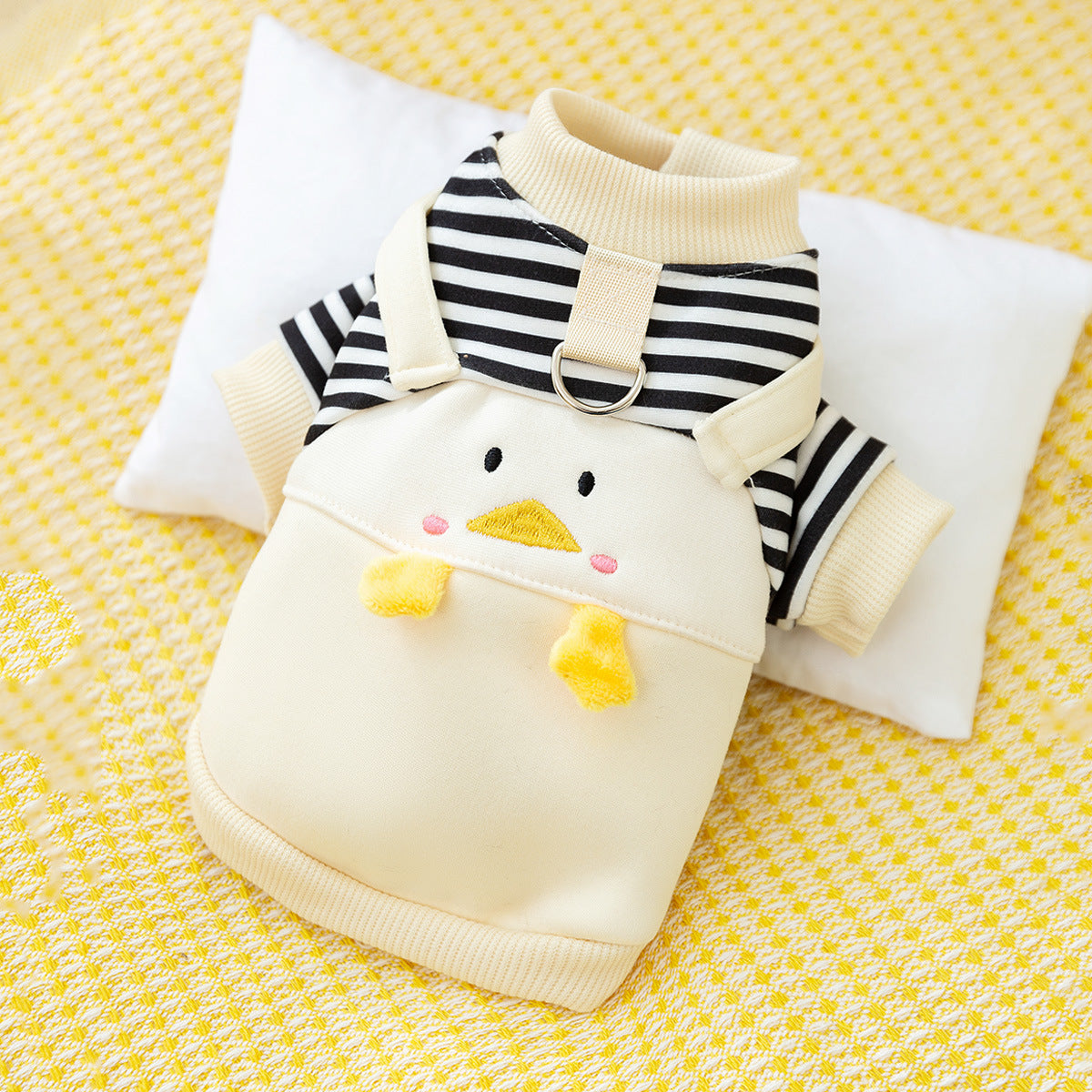 KFX-4637373 Cozy Cartoon Dog Pattern Sweater for Autumn – Yellow & White, Sizes XS-XXL