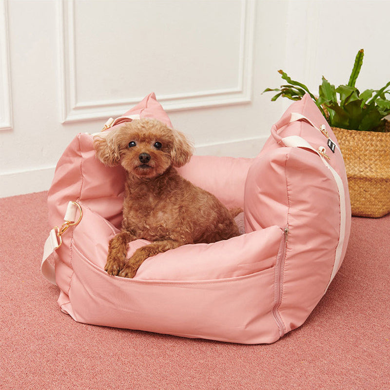 KFX-4639037 Waterproof Dog and Cat Nest with Soft Fabric - Pink and Gray - 53x47x44cm