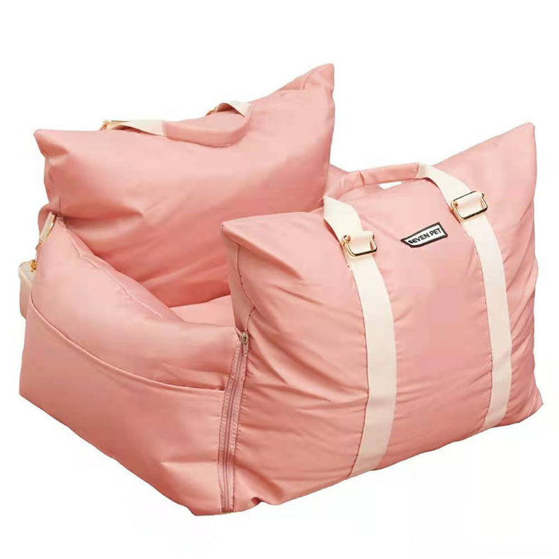 KFX-4639037 Waterproof Dog and Cat Nest with Soft Fabric - Pink and Gray - 53x47x44cm