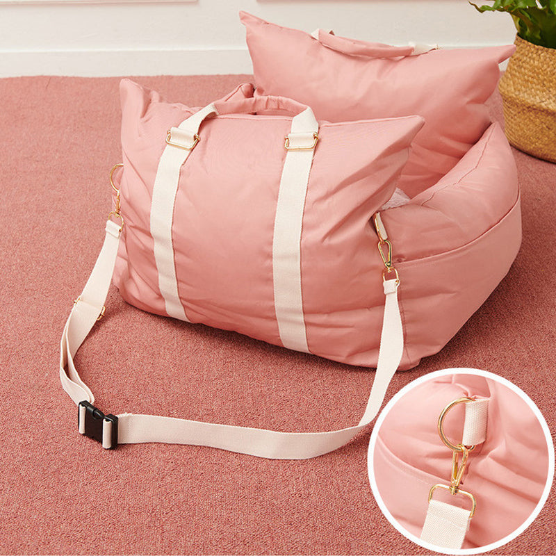 KFX-4639037 Waterproof Dog and Cat Nest with Soft Fabric - Pink and Gray - 53x47x44cm