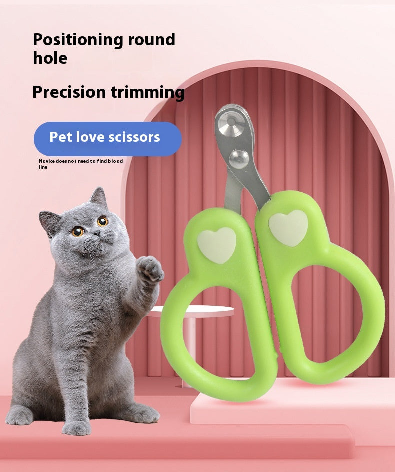 KFX-4640573 Cat Nail Scissors with Anti-Shear Design and Comfortable Grip - Green & Yellow