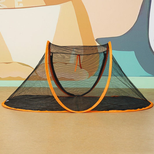 KFX-4640829 Tent Pet Bed for Dogs and Cats - Portable Travel Nest in Black, Green, and Orange Cloth
