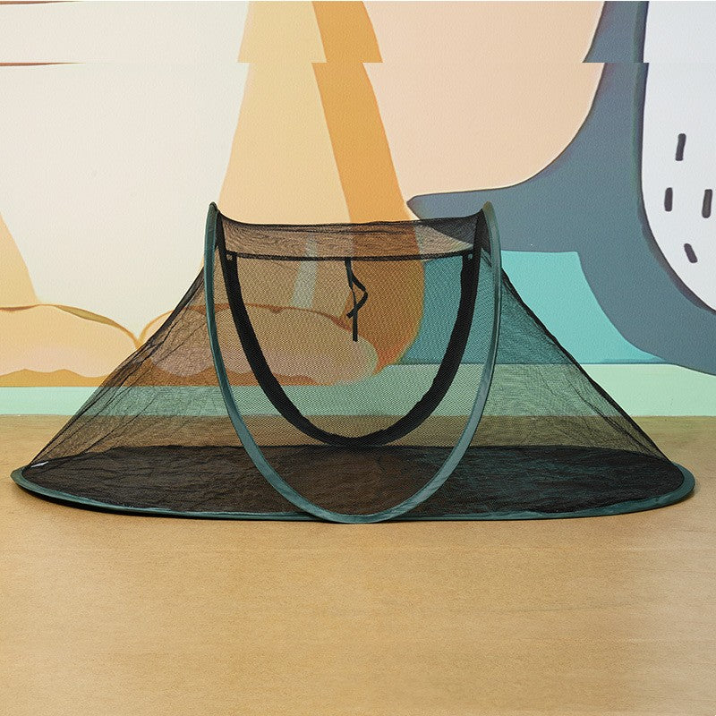 KFX-4640829 Tent Pet Bed for Dogs and Cats - Portable Travel Nest in Black, Green, and Orange Cloth