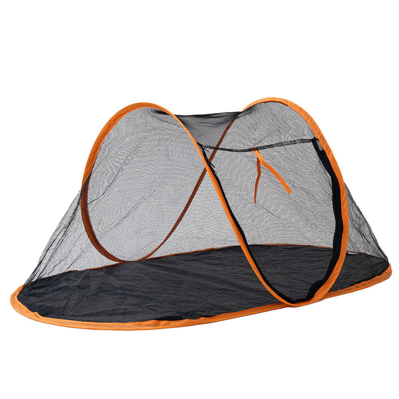 KFX-4640829 Tent Pet Bed for Dogs and Cats - Portable Travel Nest in Black, Green, and Orange Cloth