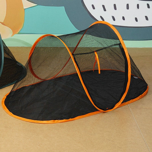 KFX-4640829 Tent Pet Bed for Dogs and Cats - Portable Travel Nest in Black, Green, and Orange Cloth