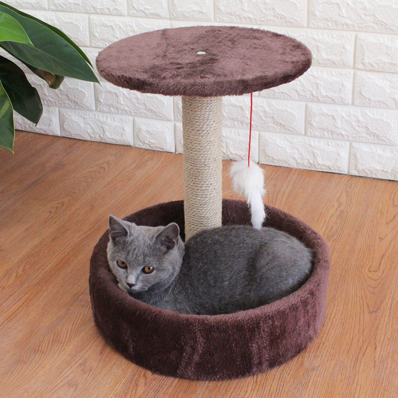 KFX-4640957 Compact Four-Season Cat House with Sisal Toy and Jumping Platform, Ideal for Cats up to 6kg