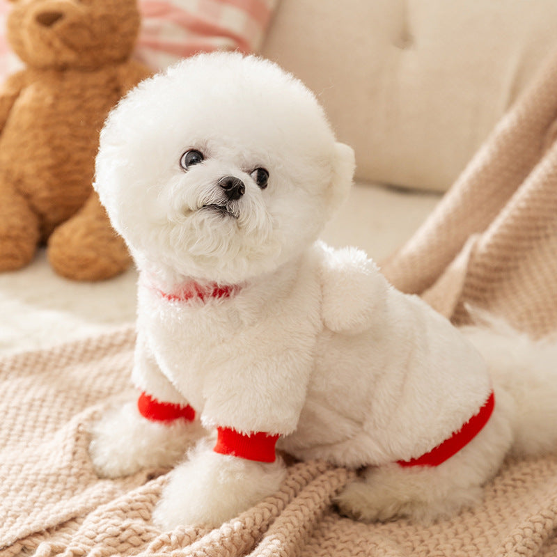 KFX-4641341 Adorable Plush Bear Dog Coat with Leash Ring for Small Dogs