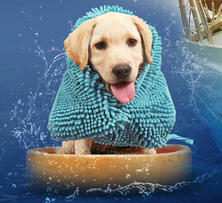 KFX-4642237 Ultra Absorbent Chenille Pet Towel for Dogs and Cats - Available in Blue, Pink, and Purple