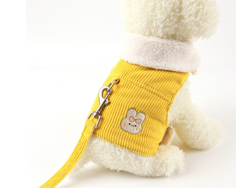 KFX-4642365 Cotton Winter Dog Vest with Fleece Lining and Leash Included
