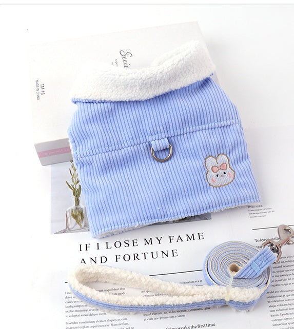 KFX-4642365 Cotton Winter Dog Vest with Fleece Lining and Leash Included