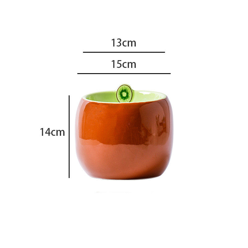 KFX-4642749 Cat Bowl Set with Protective Cushion - Ceramic Kiwi and Banana Designs - Medium Size
