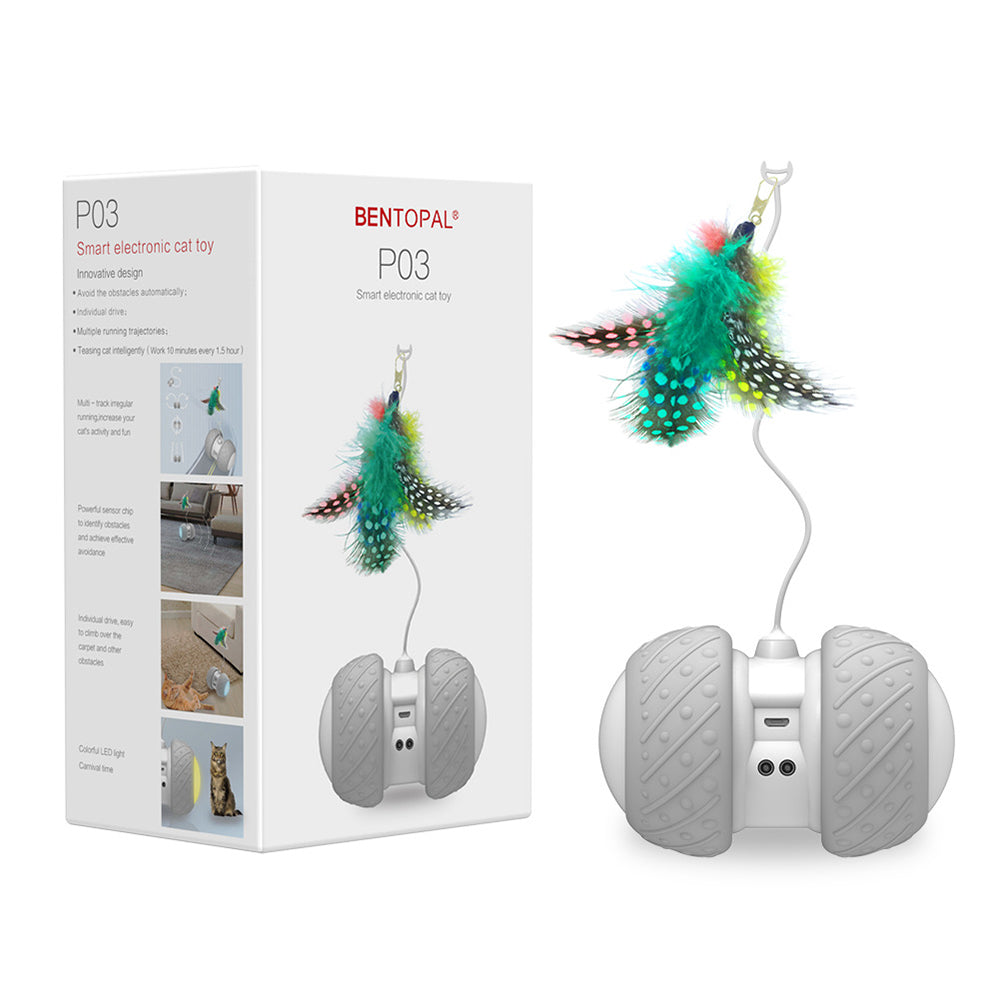 KFX-4643389 Rechargeable Automatic Cat Toy with LED Lights and Independent Dual-Motor Drive
