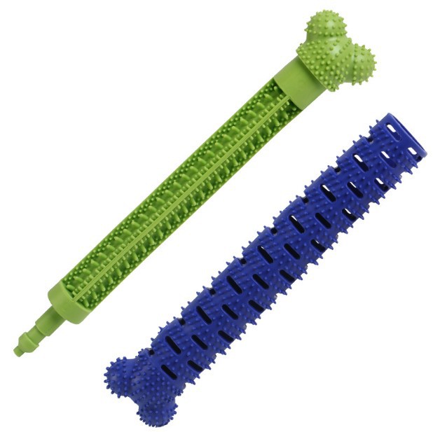 KFX-4644029 Blue Green Pet Molar Tooth Cleaner Brush Stick for Dog Dental Care and Oral Health