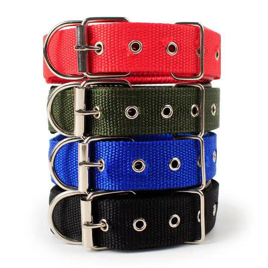 KFX-4644541 Nylon Dog Collars in Blue, Black, Red, and Green for Small to Large Breeds