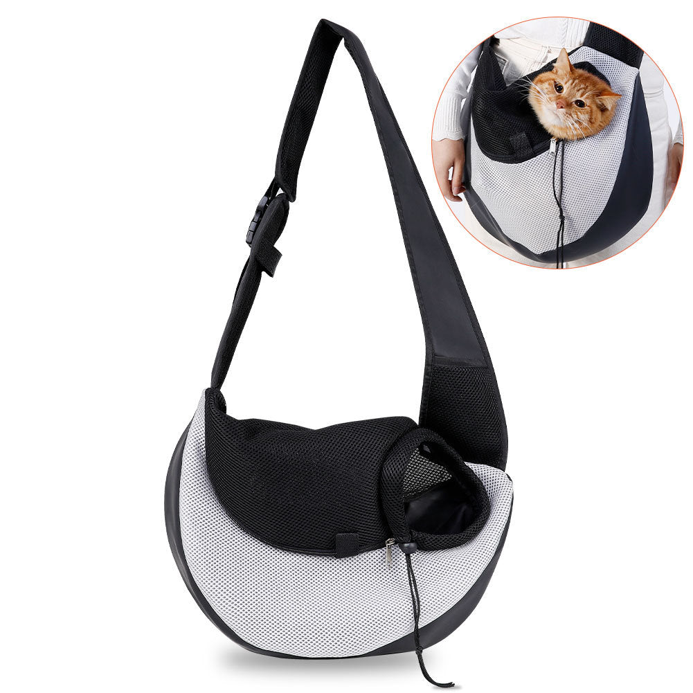 KFX-4644797 Pet Cat and Dog Shoulder Bag - Medium and Large Size, Grey Polyester Bag for Pets Up to 15 kg