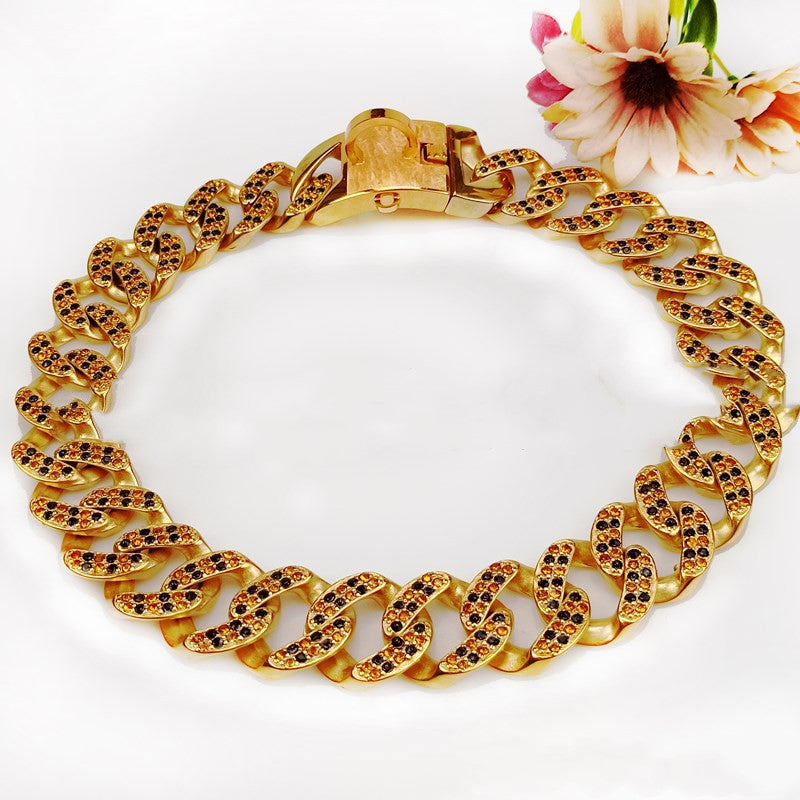 KFX-4645181 Diamond Dog Chain Necklace - Elegant Mirror Light Design, Multiple Sizes Available