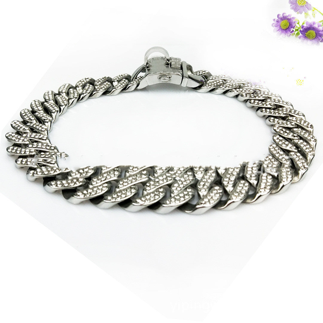 KFX-4645181 Diamond Dog Chain Necklace - Elegant Mirror Light Design, Multiple Sizes Available