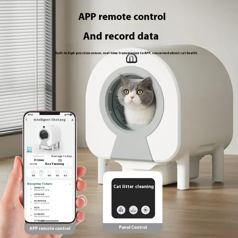 KFX-464595 Automatic Self-Cleaning Cat Litter Box with Wi-Fi Remote Control and Eco-Friendly Design